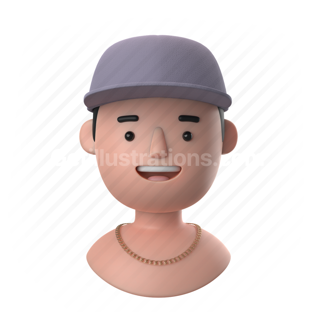 man, male, people, person, necklace, shirtless, baseball cap, cap